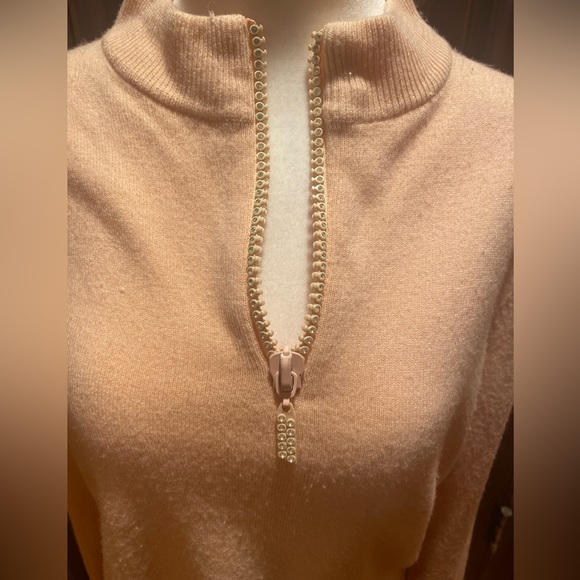 Mercer Street Studio Women’s Rhinestone Zipper Mock Neck Sweater – Cream, XL - Picture 3 of 4